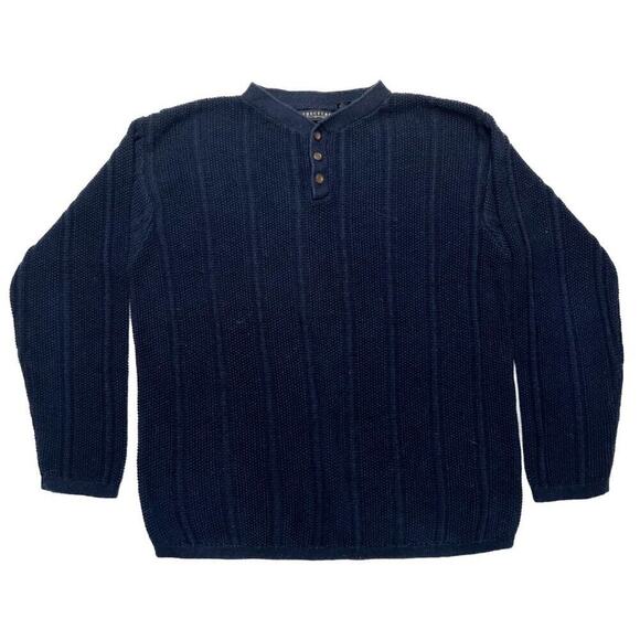 Structure Knit Pullover Sweater Long Sleeve Navy Men's Medium Classic Casual - Picture 6 of 6